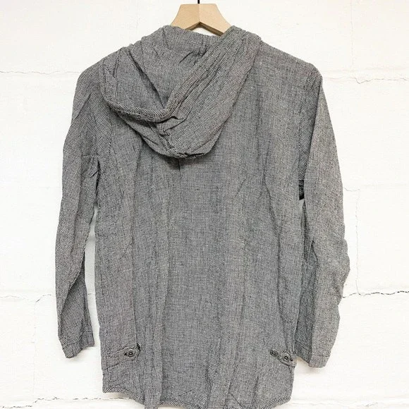 Christopher & Banks Full Zip Jacket Lightweight Women Sz Small Black White Linen - Picture 2 of 6